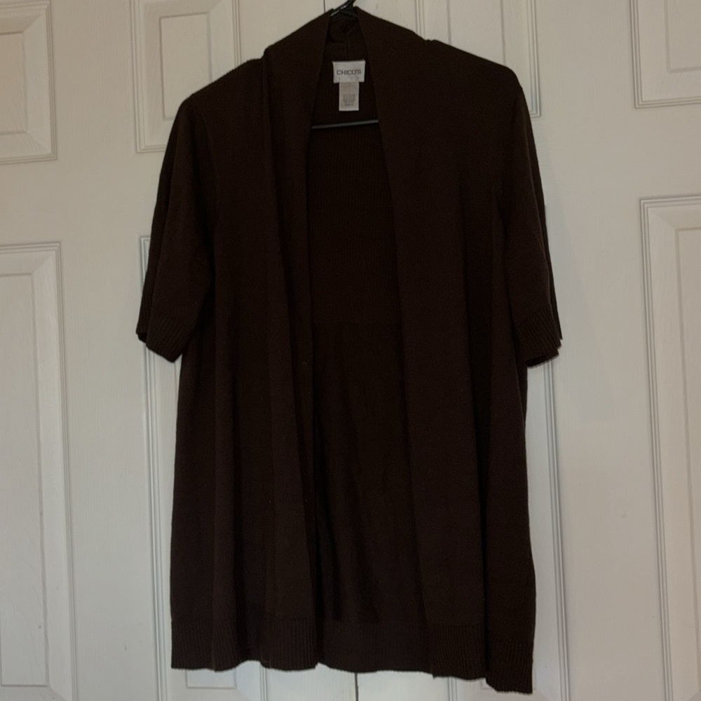 CHICO’S Brown open cardigan Sz  8